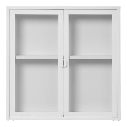 Brisbane Hanging display cabinet - hanging display cabinet, 2 glass doors, steel, white 80x18x80 cm