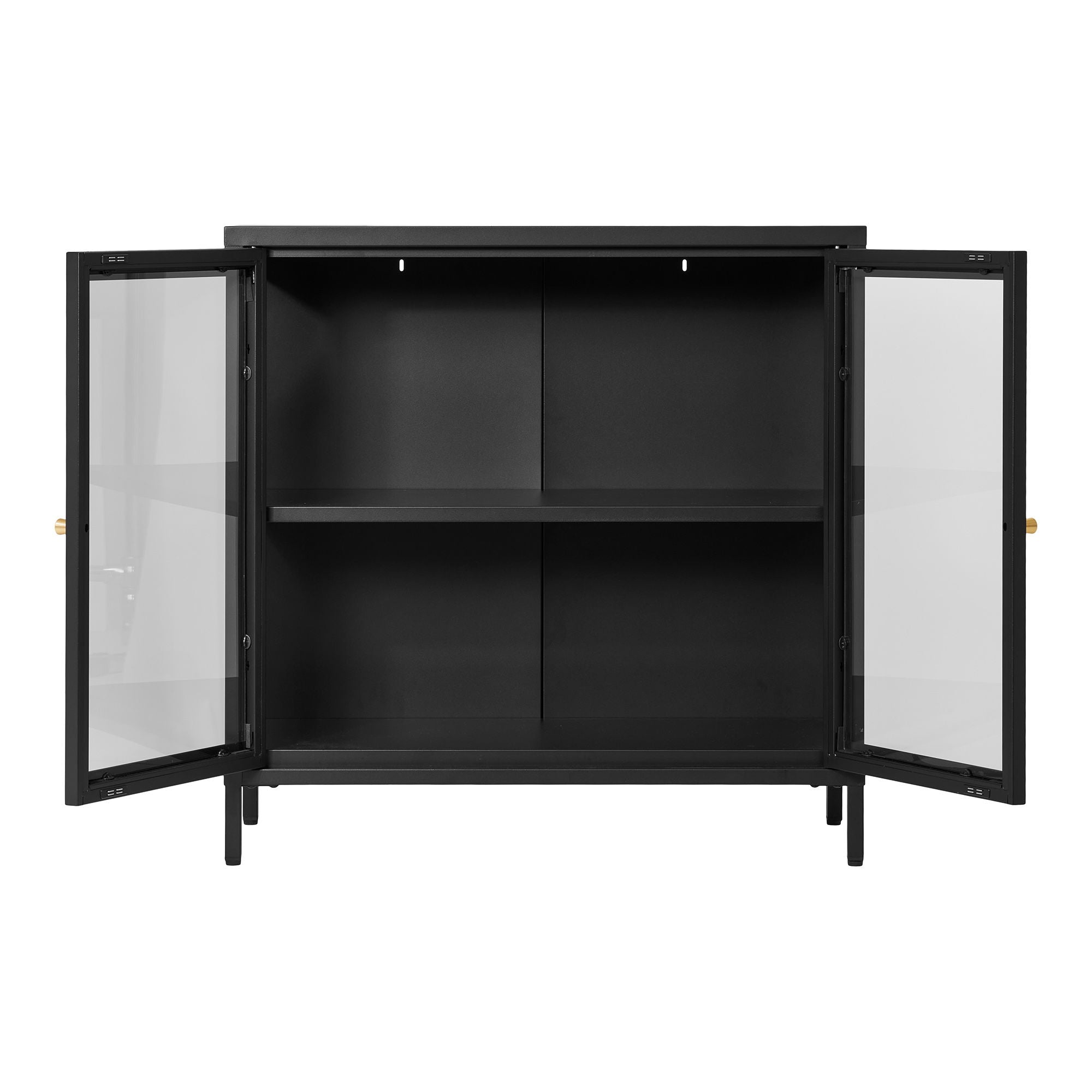 Dalby cabinet - cabinet, 2 glass doors, steel, black 80x35x80 cm