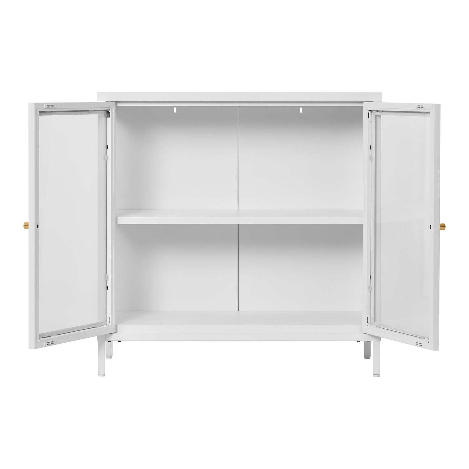 Dalby cabinet - cabinet, 2 glass doors, steel, white 80x35x80 cm