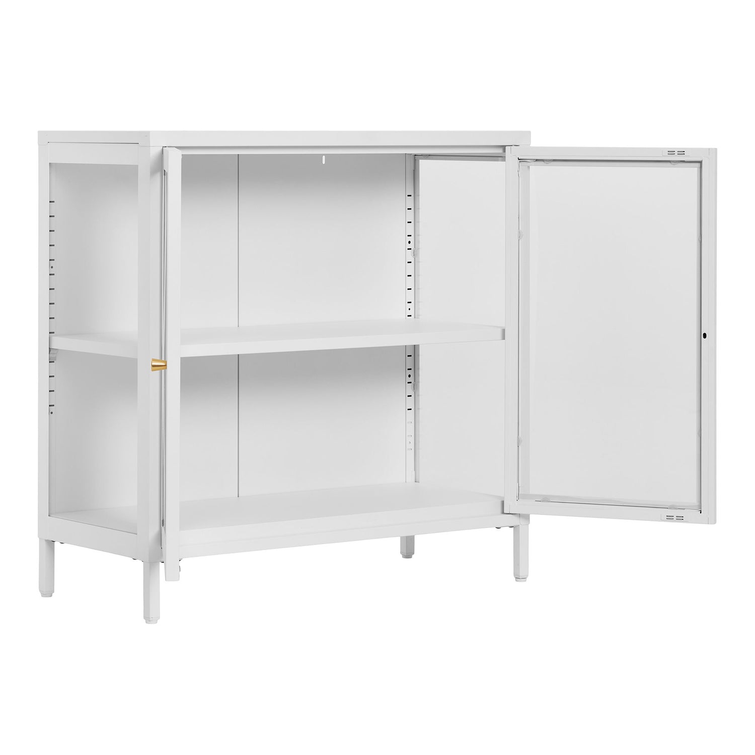 Dalby cabinet - cabinet, 2 glass doors, steel, white 80x35x80 cm