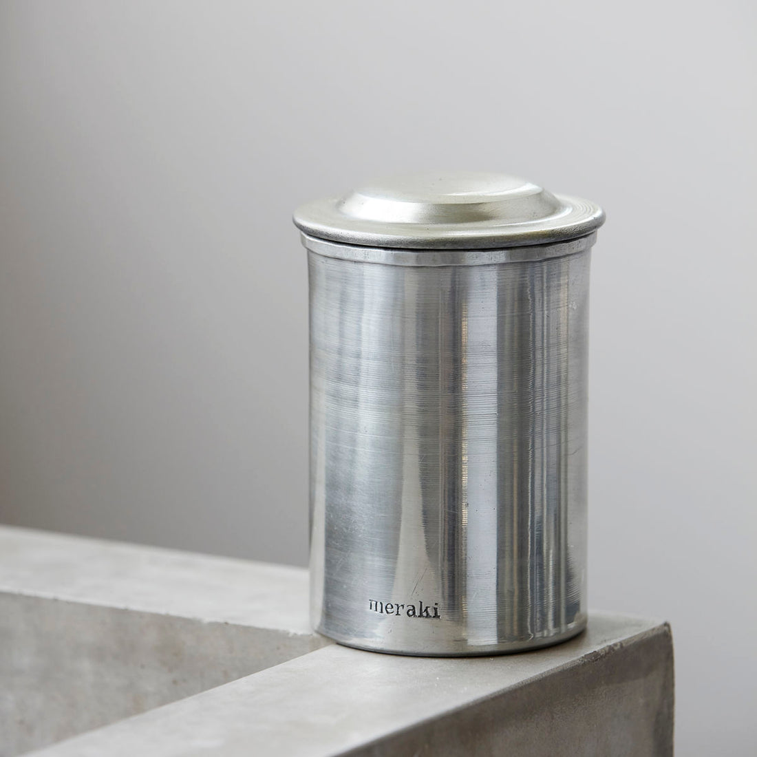 Jar with lid, silver finish