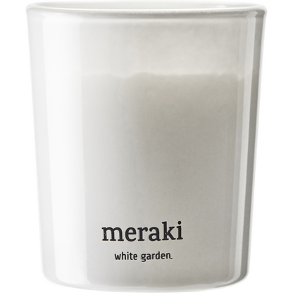 Scented candles, white garden, white