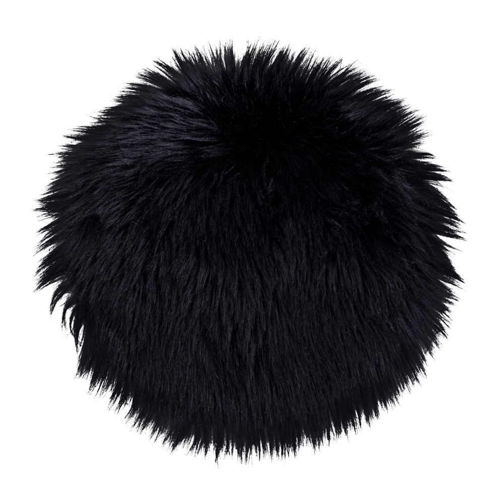 Lambskin cushion imitated - lambskin cushion imitated, black, Ø35 cm