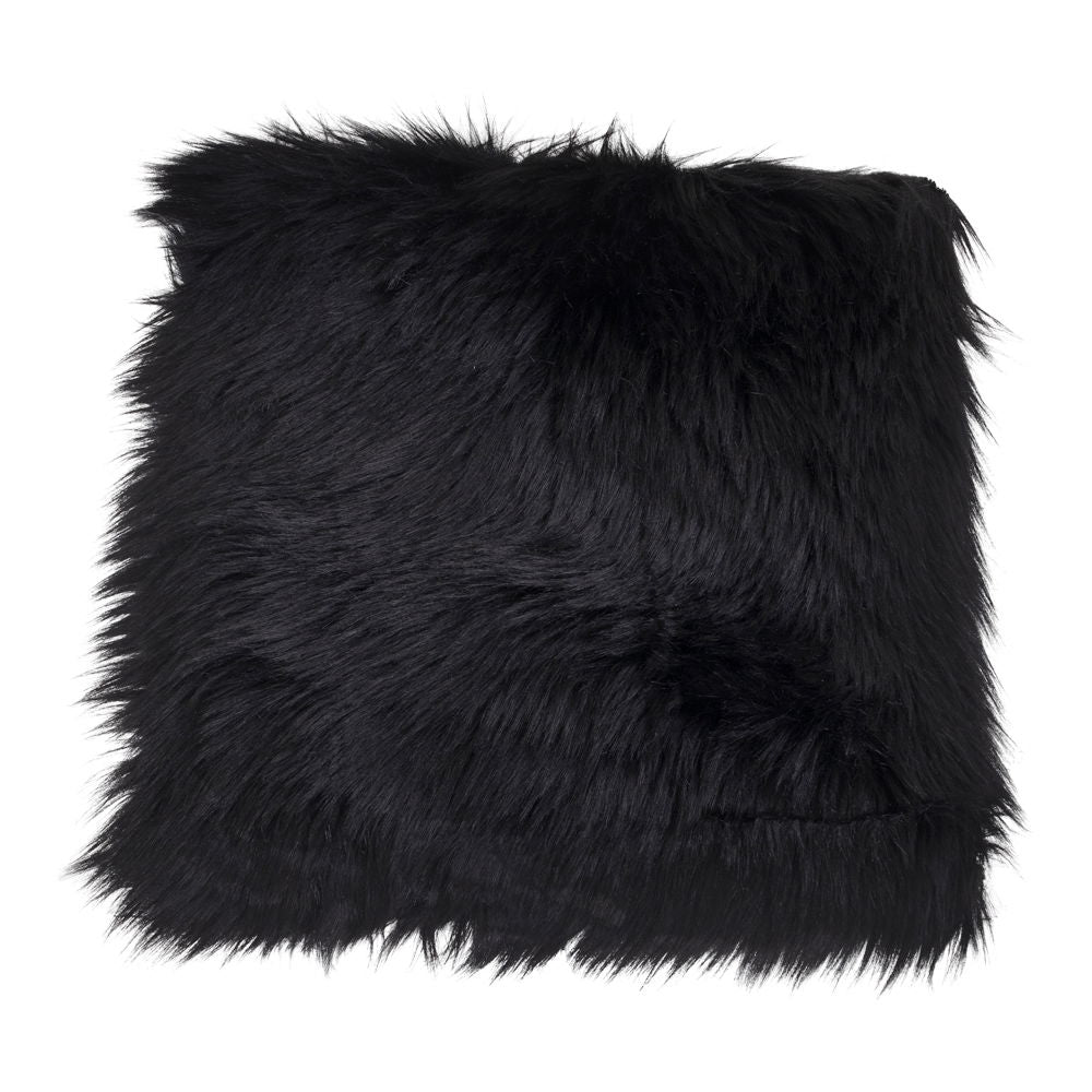 Lambskin cushion imitated - lambskin cushion imitated, black, 40x40 cm