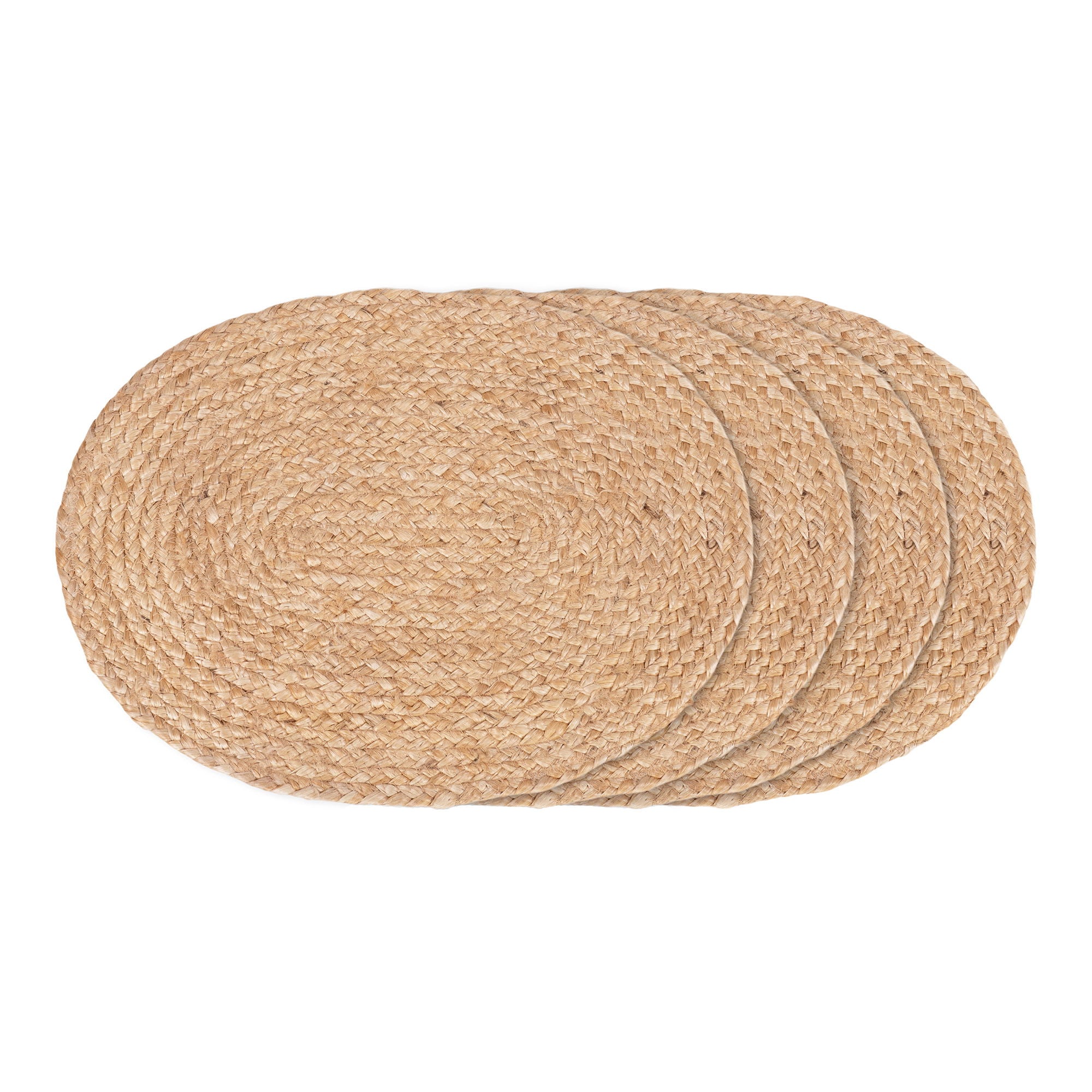 Bombay cover wipes - cover wipes in braided jute, nature, oval, 35x45 cm, set of 4