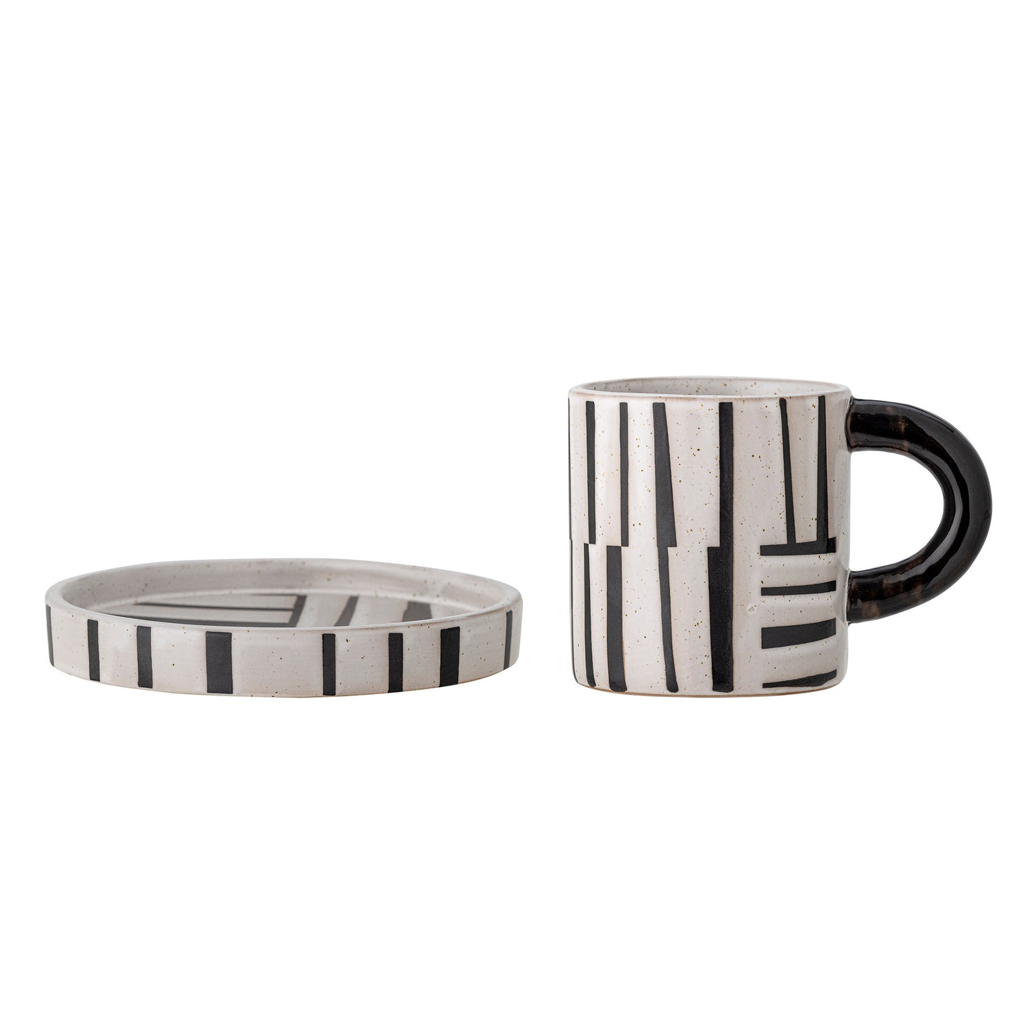 Bloomingville Frankie cup w/saucer, black, stoneware