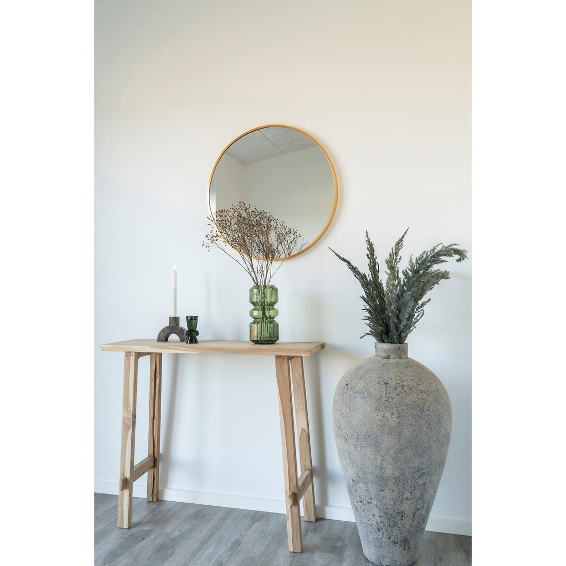 Madrid mirror - mirror in aluminum, brass look, Ø60 cm