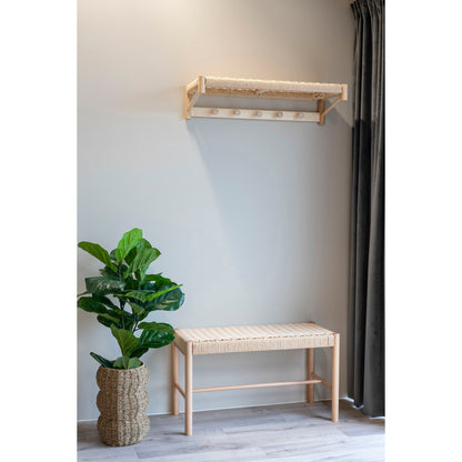 Abano Hat Shelf - Hat Shelf, Poppel Wood, Nature Braid Shelf 78x31 cm