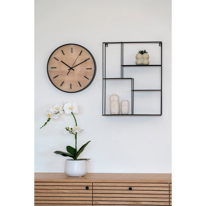 Camden wall clock - wall clock, black/nature, silent Ø35 cm