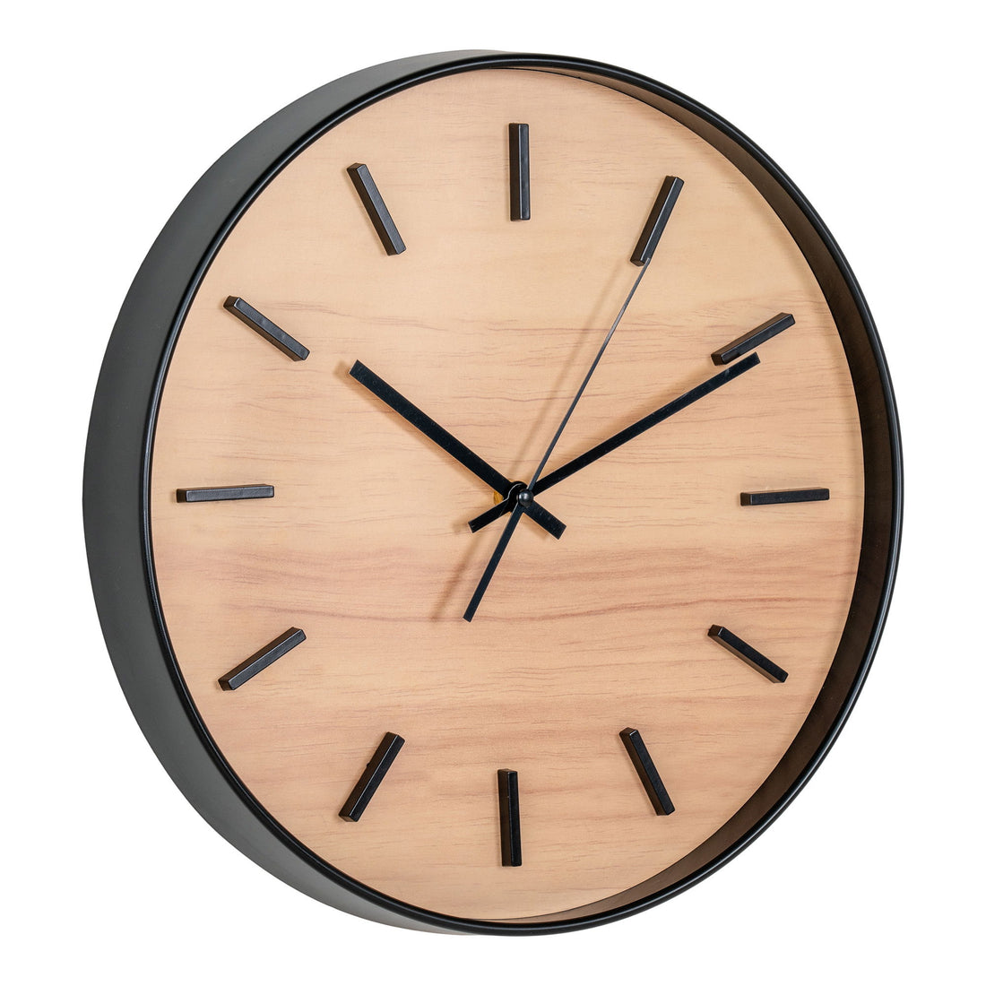 Camden wall clock - wall clock, black/nature, silent Ø35 cm