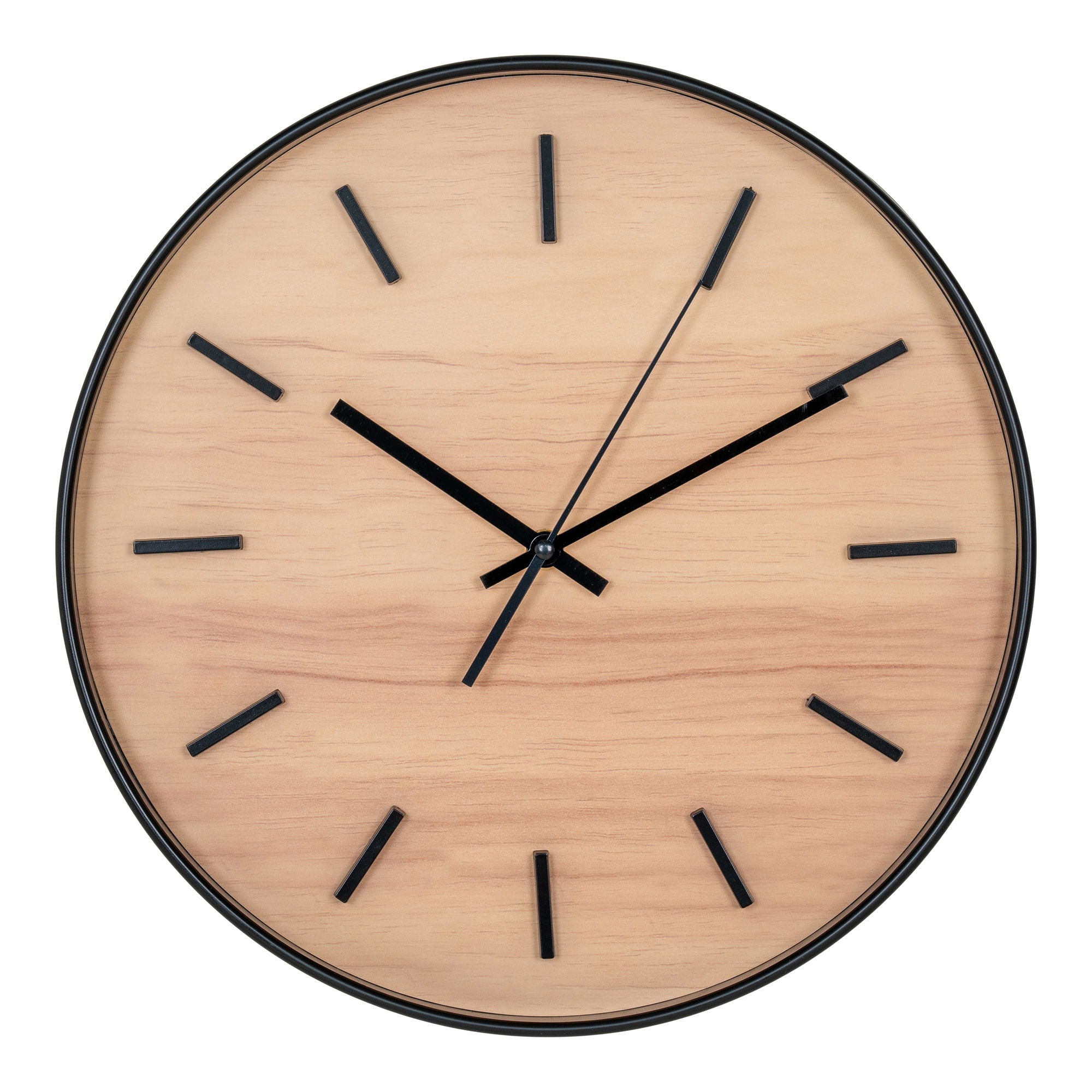 Camden wall clock - wall clock, black/nature, silent Ø35 cm