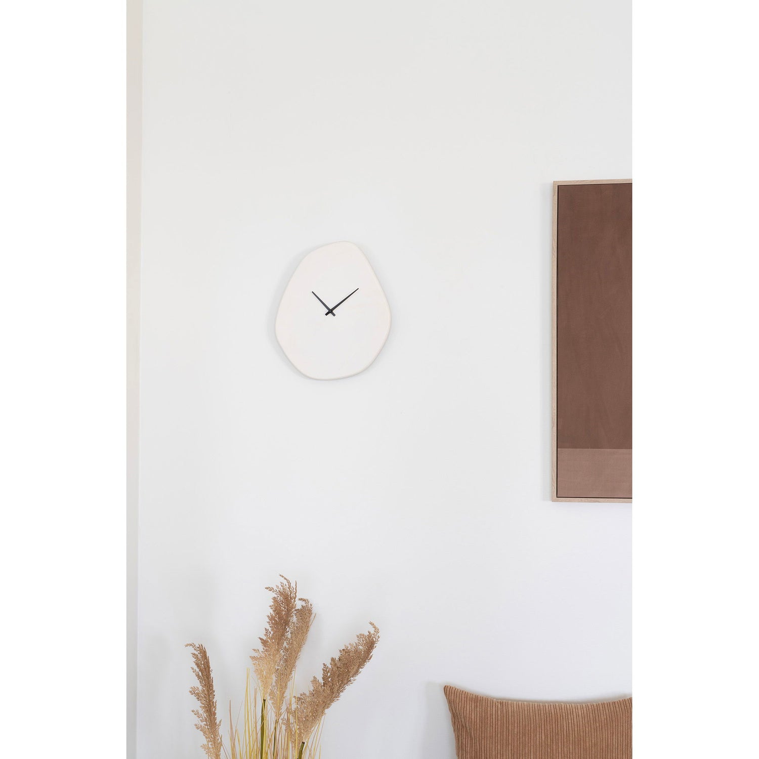 Vienna wall clock - wall clock, cement, off -white, silent, organic form 28x33 cm