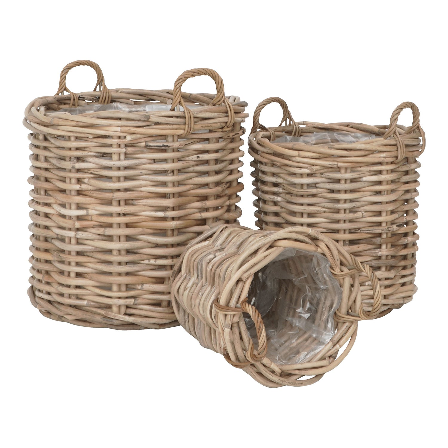 Curve, kubu rattan, nature set of 3