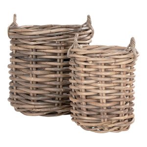 Burton Curve - Curve in Kubu Rattan, with Handle, Round, Set of 2