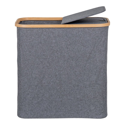 Noto Laundry basket - Laundry basket in bamboo/fabric, dark gray, 54x33x54 cm