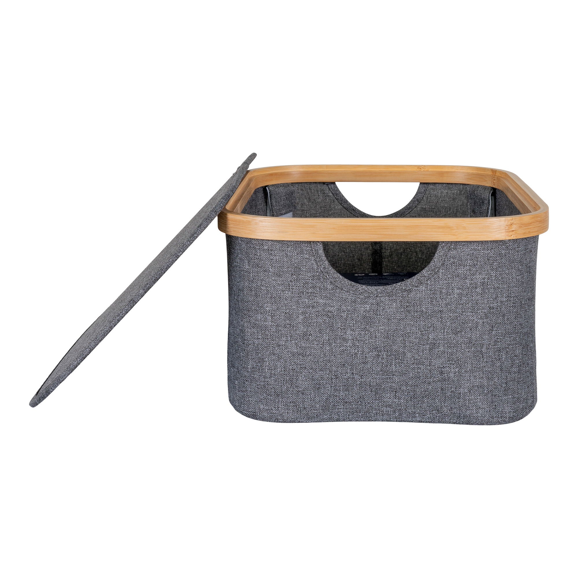 Noto basket - basket in bamboo/fabric, dark gray, 38x26x16 cm