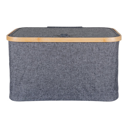 Noto basket - basket in bamboo/fabric, dark gray, 30x45x25 cm