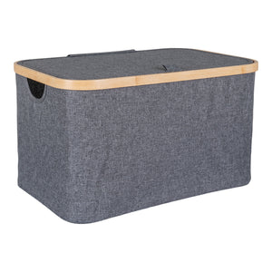 Noto basket - basket in bamboo/fabric, dark gray, 30x45x25 cm