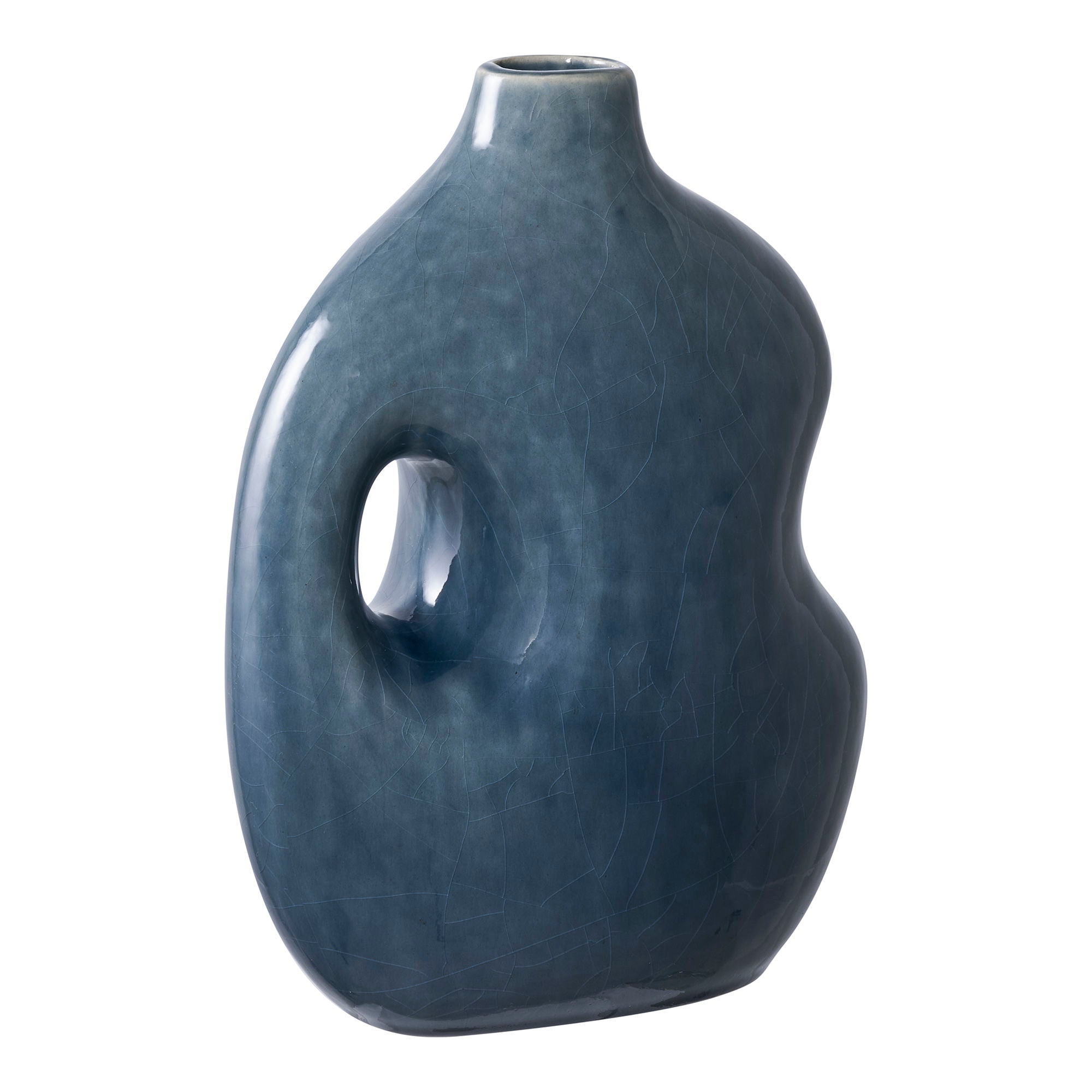 Vase - Vase, Ceramics, Blue 18.5x9.5x24.5 cm