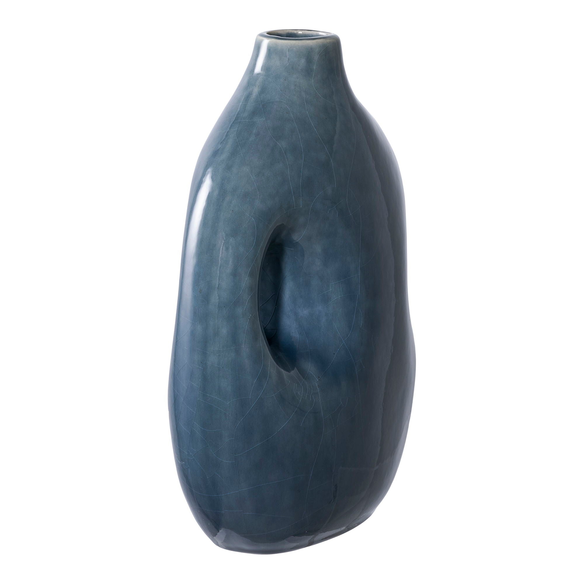 Vase - Vase, Ceramics, Blue 18.5x9.5x24.5 cm