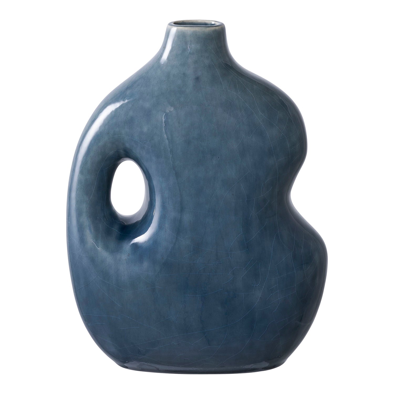 Vase - Vase, Ceramics, Blue 18.5x9.5x24.5 cm