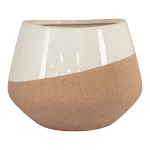 Herbal pot - Herbal pot in ceramics, beige/brown, round, Ø20.5X15 cm