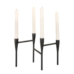 Metal Candlestick - Metal Candlestick, for 4 Lights, Black, 15x28x21 cm