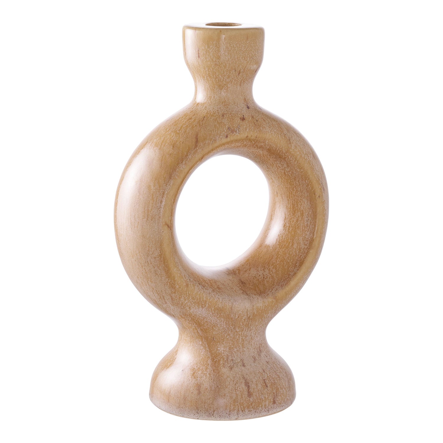 Candlestick, ceramics, brown&lt;br&gt;13.5x8,8x23.4 cm