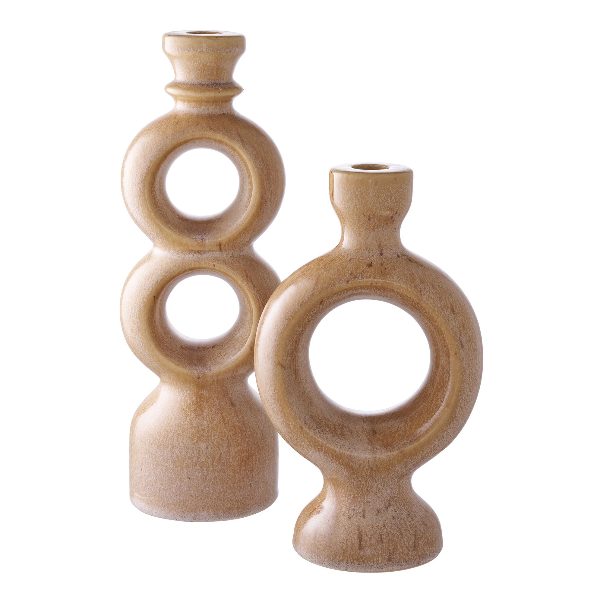 Candlestick, ceramics, brown&lt;br&gt;13.5x8,8x23.4 cm