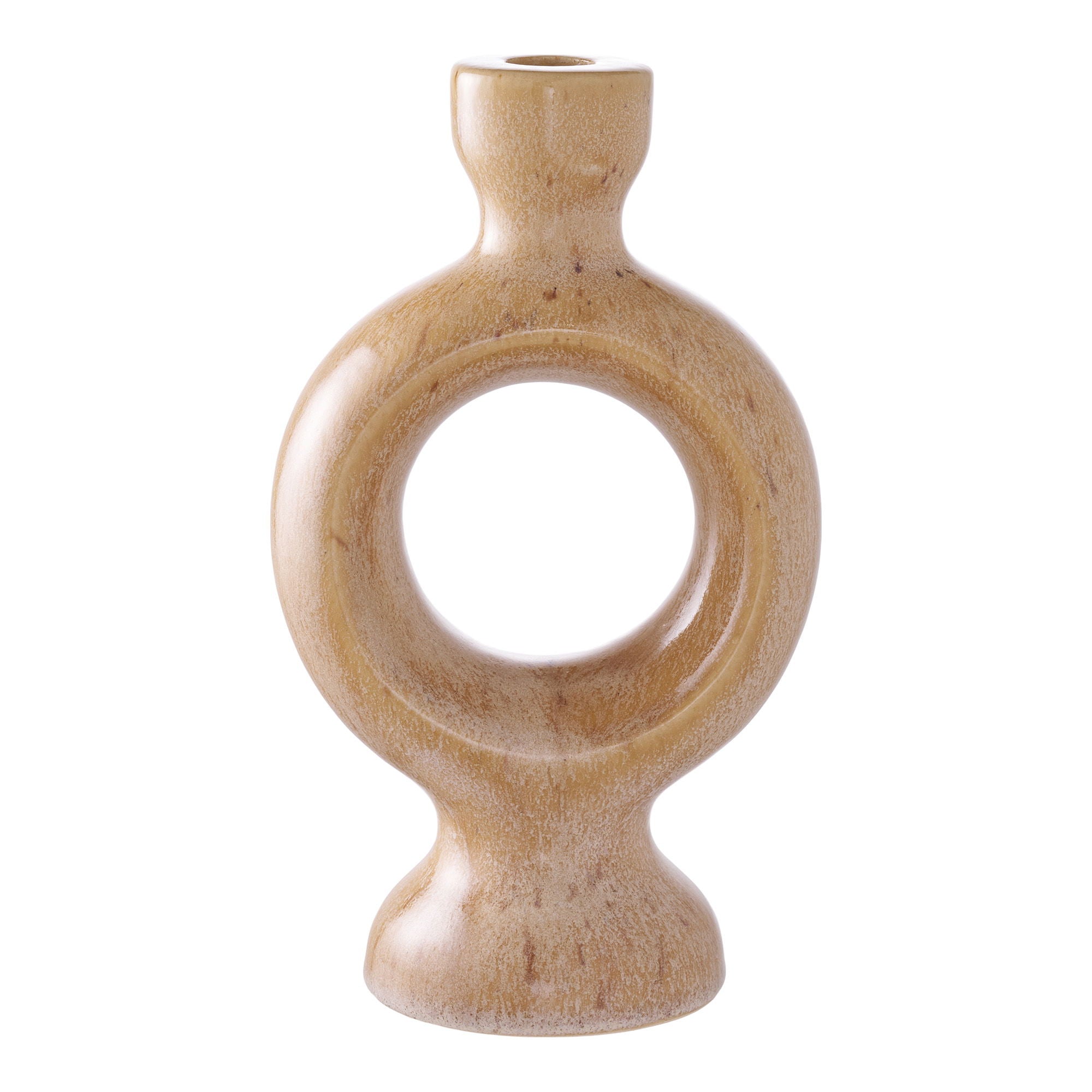 Candlestick, ceramics, brown&lt;br&gt;13.5x8,8x23.4 cm