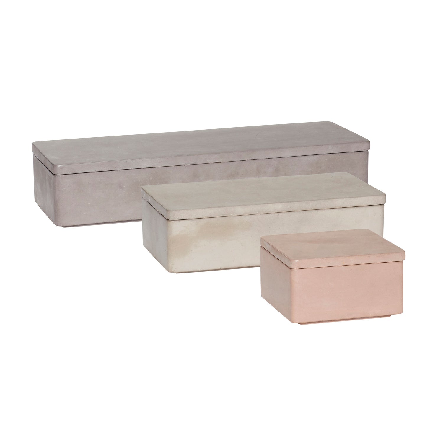 Hübsch Umber Storage Glass Rectangular Gray (set of 3)