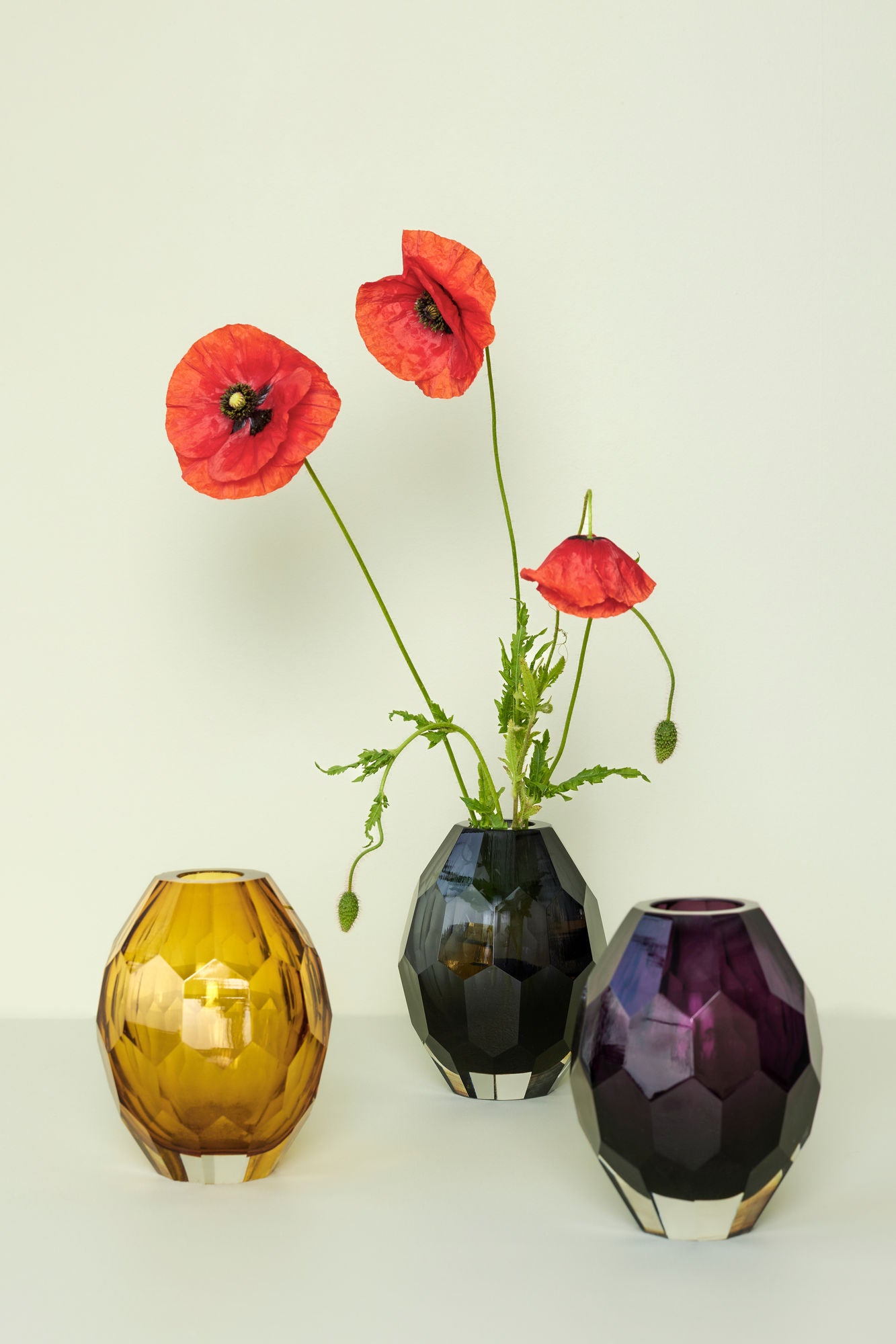 Hübsch facet vase burgundy