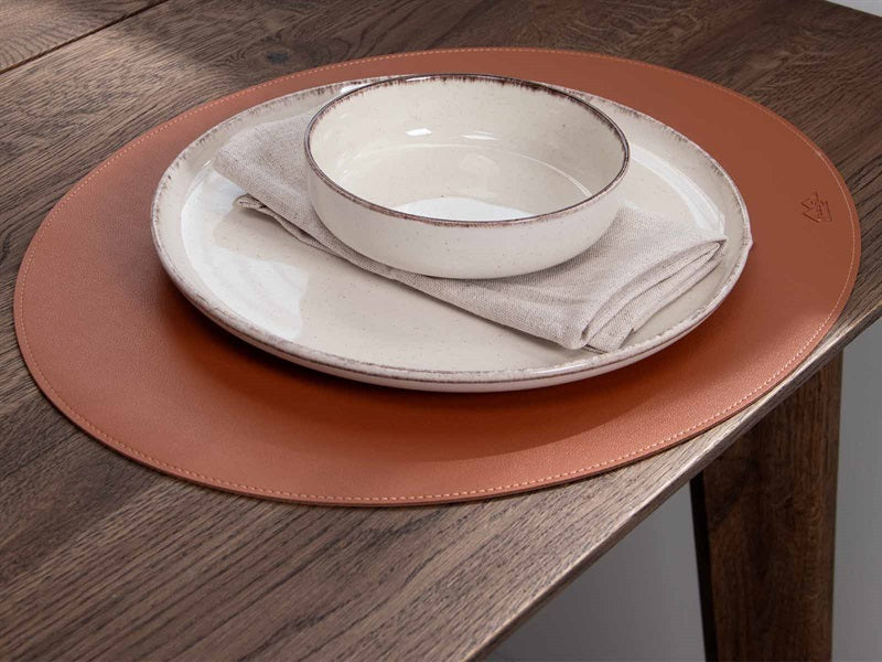 Oval cover napkin // cognac PU - SOFT