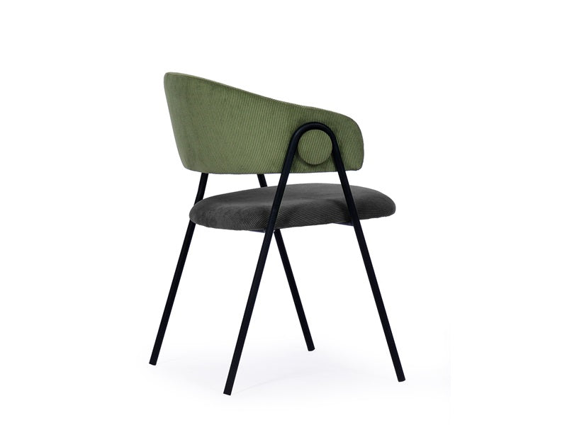 Lina dining table chair, gray with green back