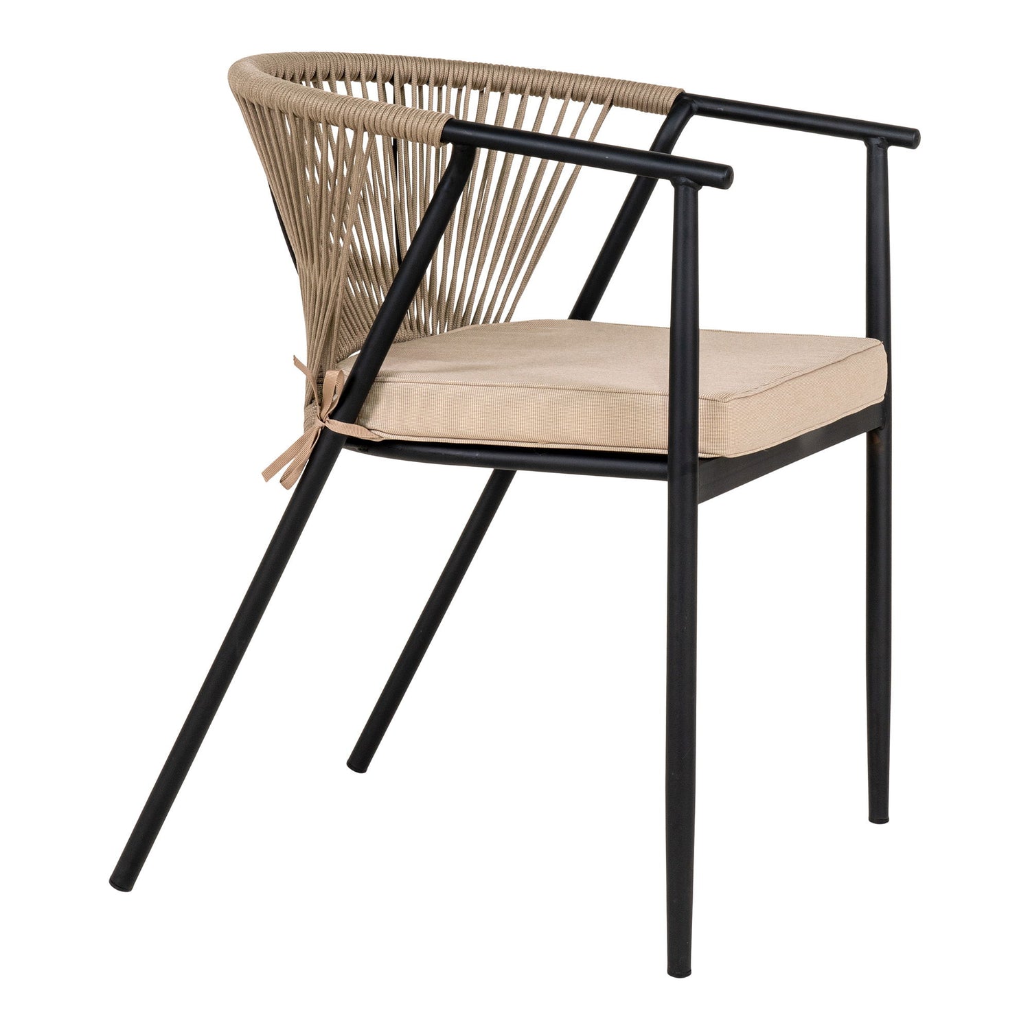 Naples dining chair - dining table chair, gray rope and black legs