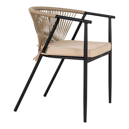 Naples dining chair - dining table chair, gray rope and black legs