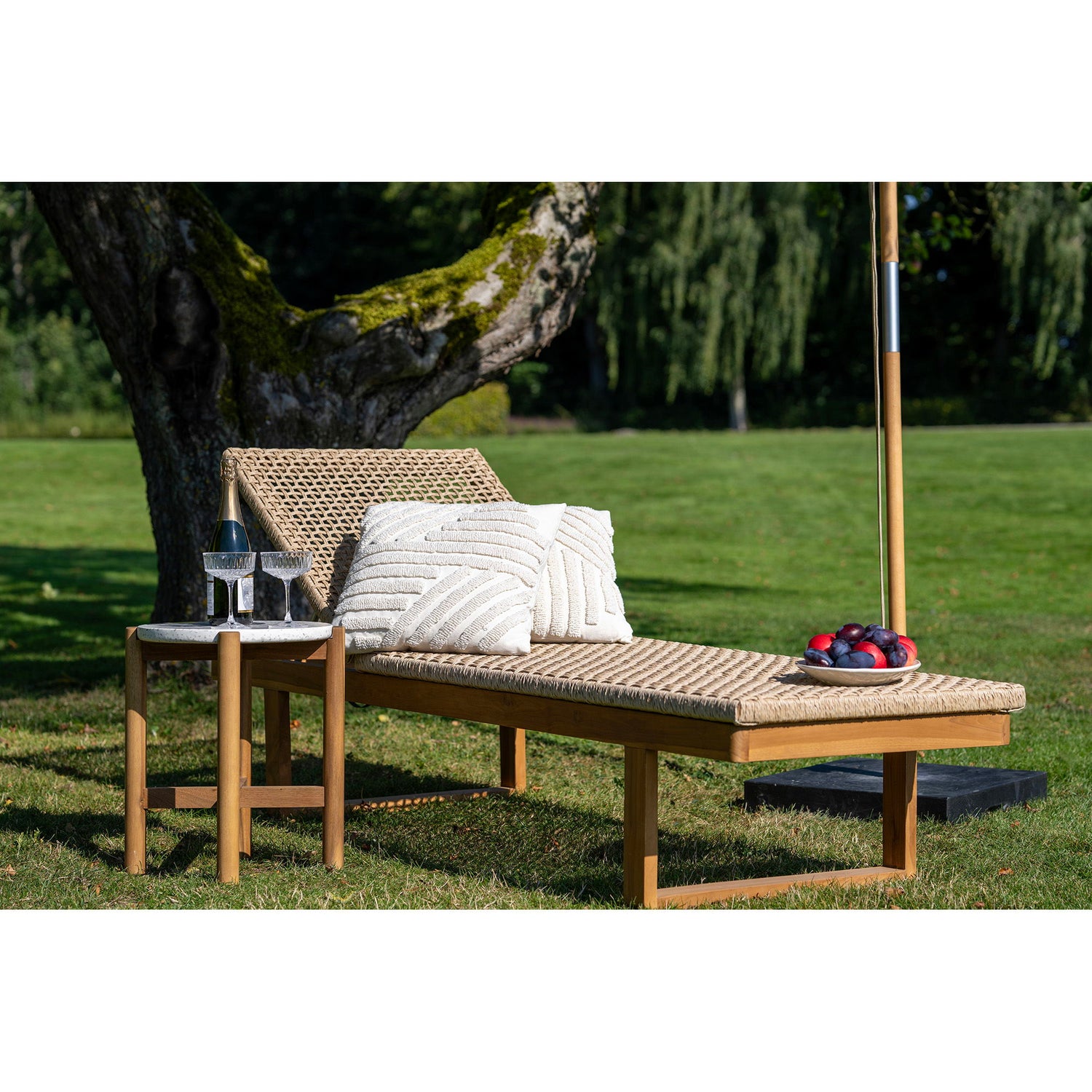 Sunbed, teak/polyrattan, nature