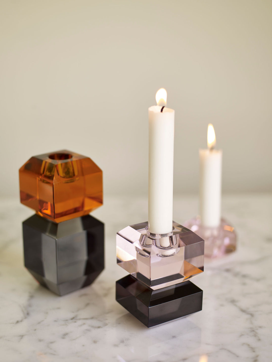 Hübsch Save Candlestick Small Gray/Pink