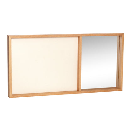 Hübsch - Termination board w/mirror, canvas/glass/oak, FSC, beige/nature - 80x5xh40cm