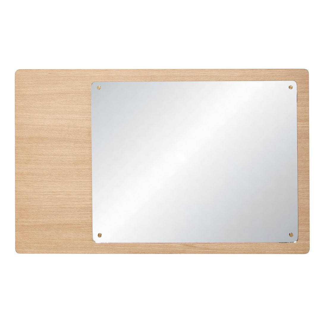 Hübsch - wall mirror w/board, square, FSC, oak/mirror - 80x3xH50cm