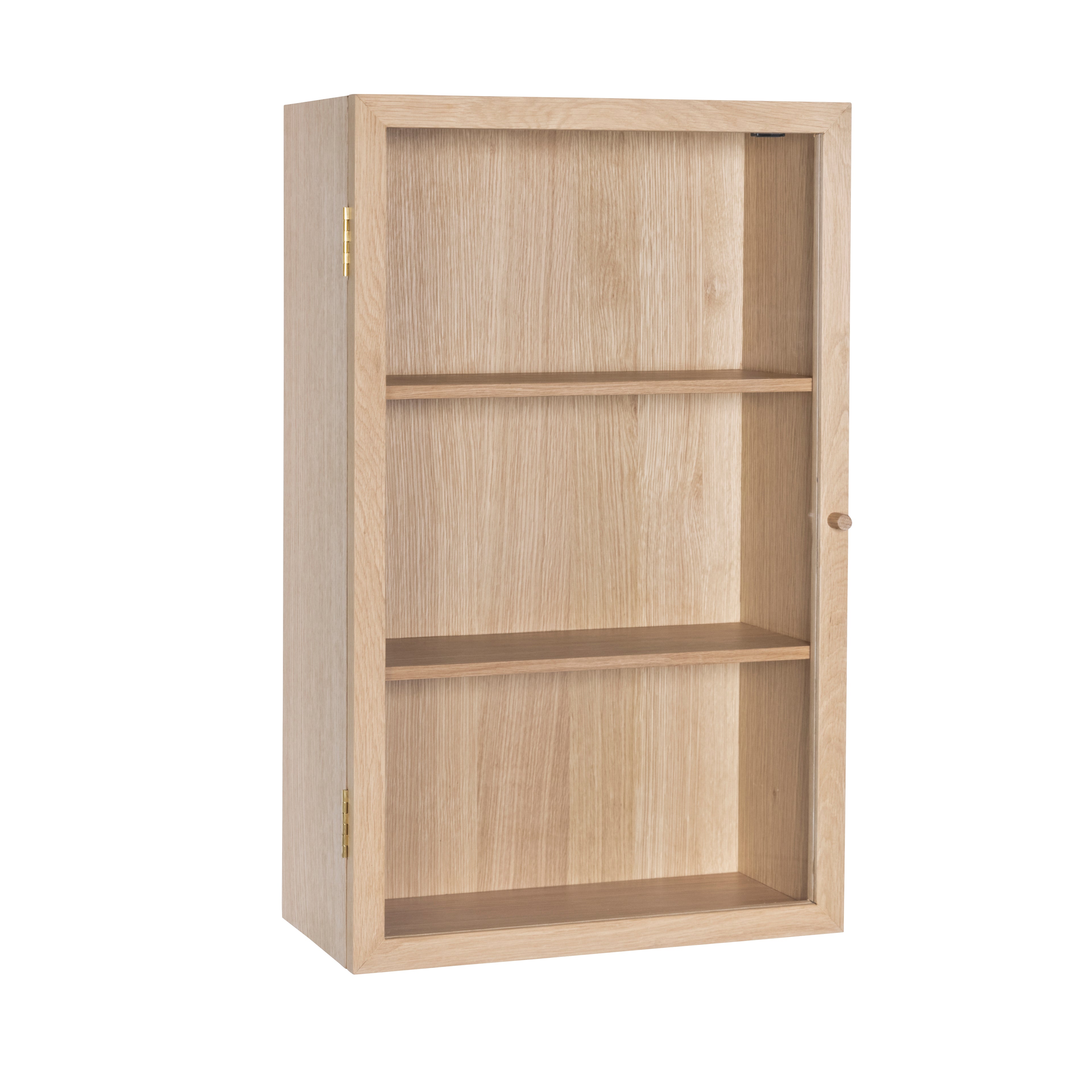 Hübsch - wall shelf w/2 shelves, glass/oak finer, FSC - 50x22xH80cm