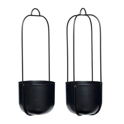 Hübsch Lotus Hanging Potty Black (set of 2)