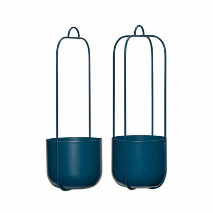 Hübsch Lotus Hanging Potty Petrol (set of 2)