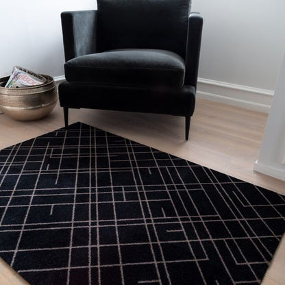 Floor mat 90 x 130 cm - Lines/Sand Black