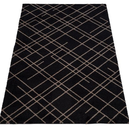 Floor mat 67 x 120 cm - lines/sand black