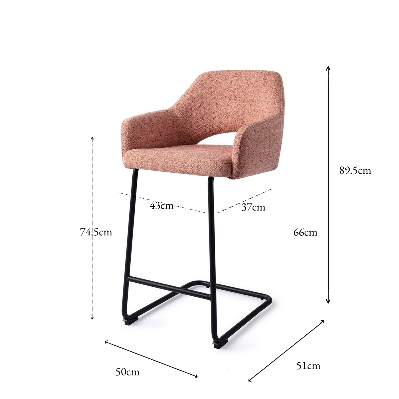 Yanai bar chair pink punch