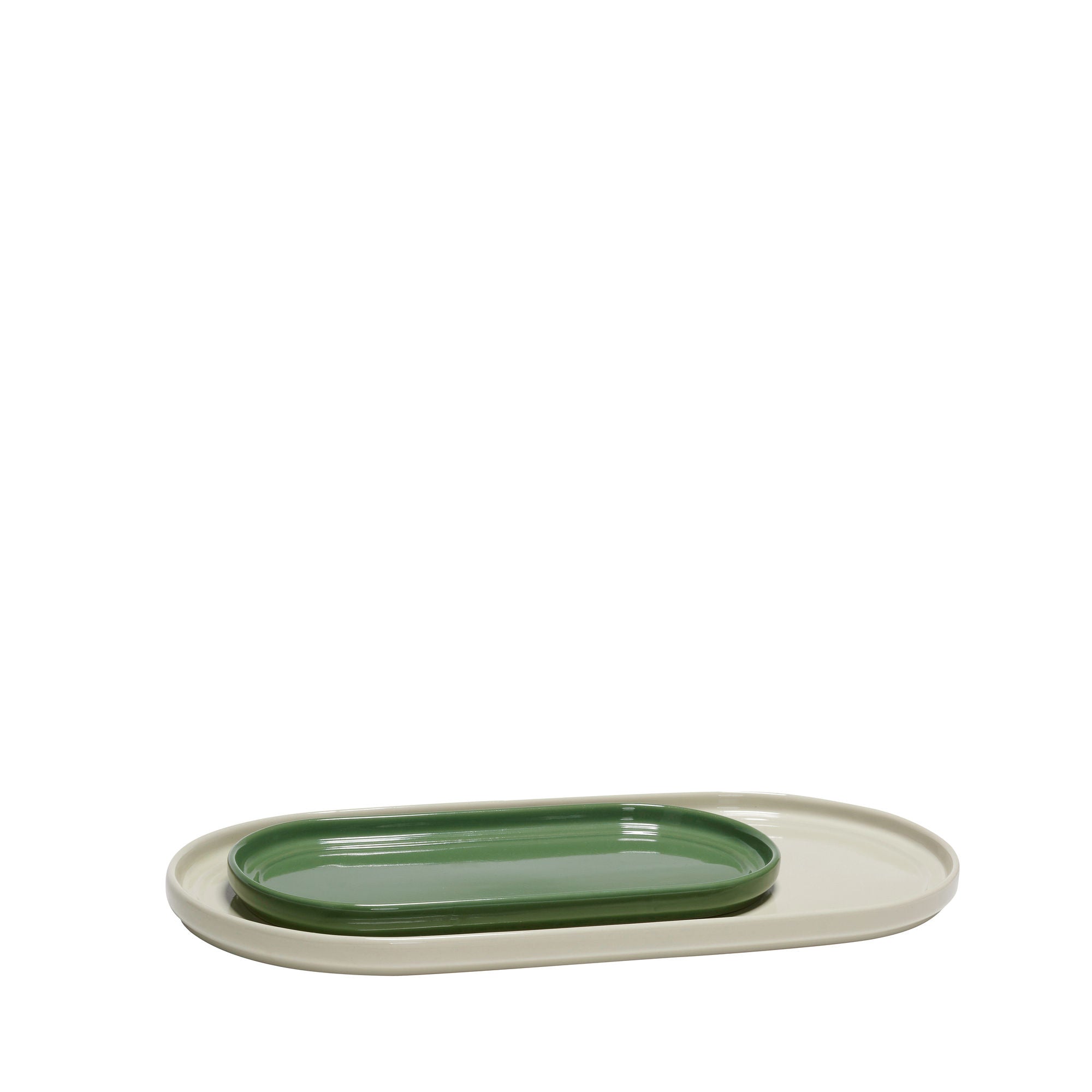 Hübsch amare serving dishes sand/green (set of 2)