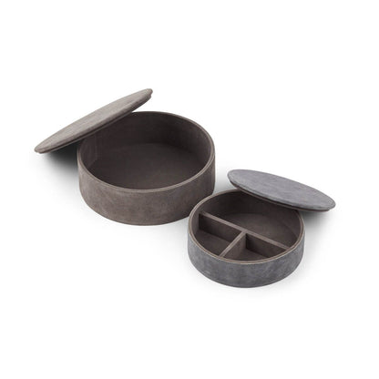 Round boxes | 2 pcs. | Calf leather