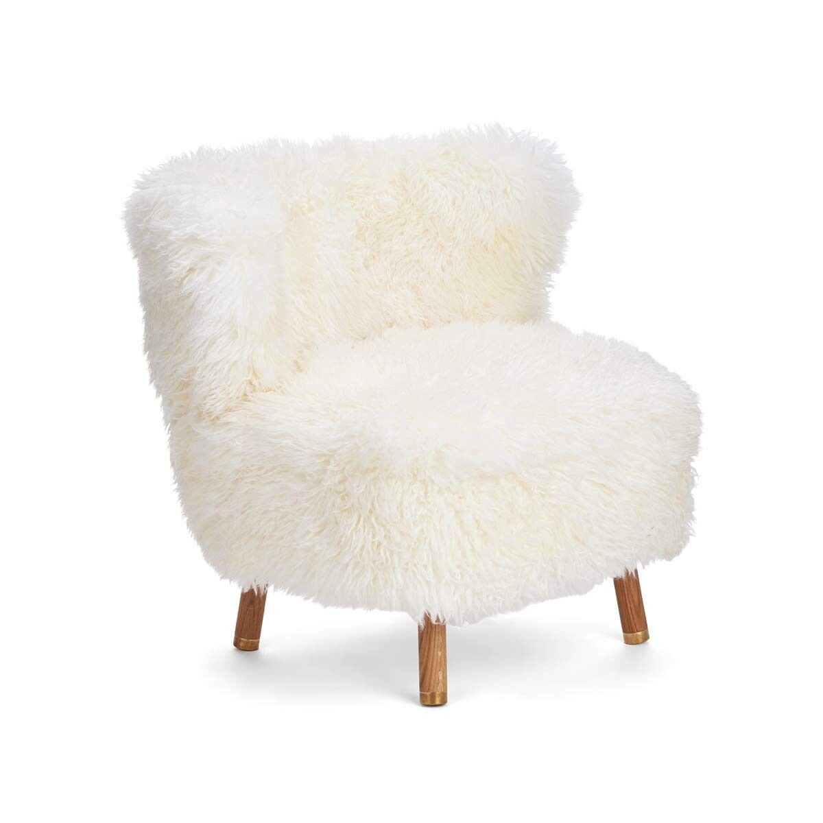 Emil Lounge Chair | Brass | Long -haired