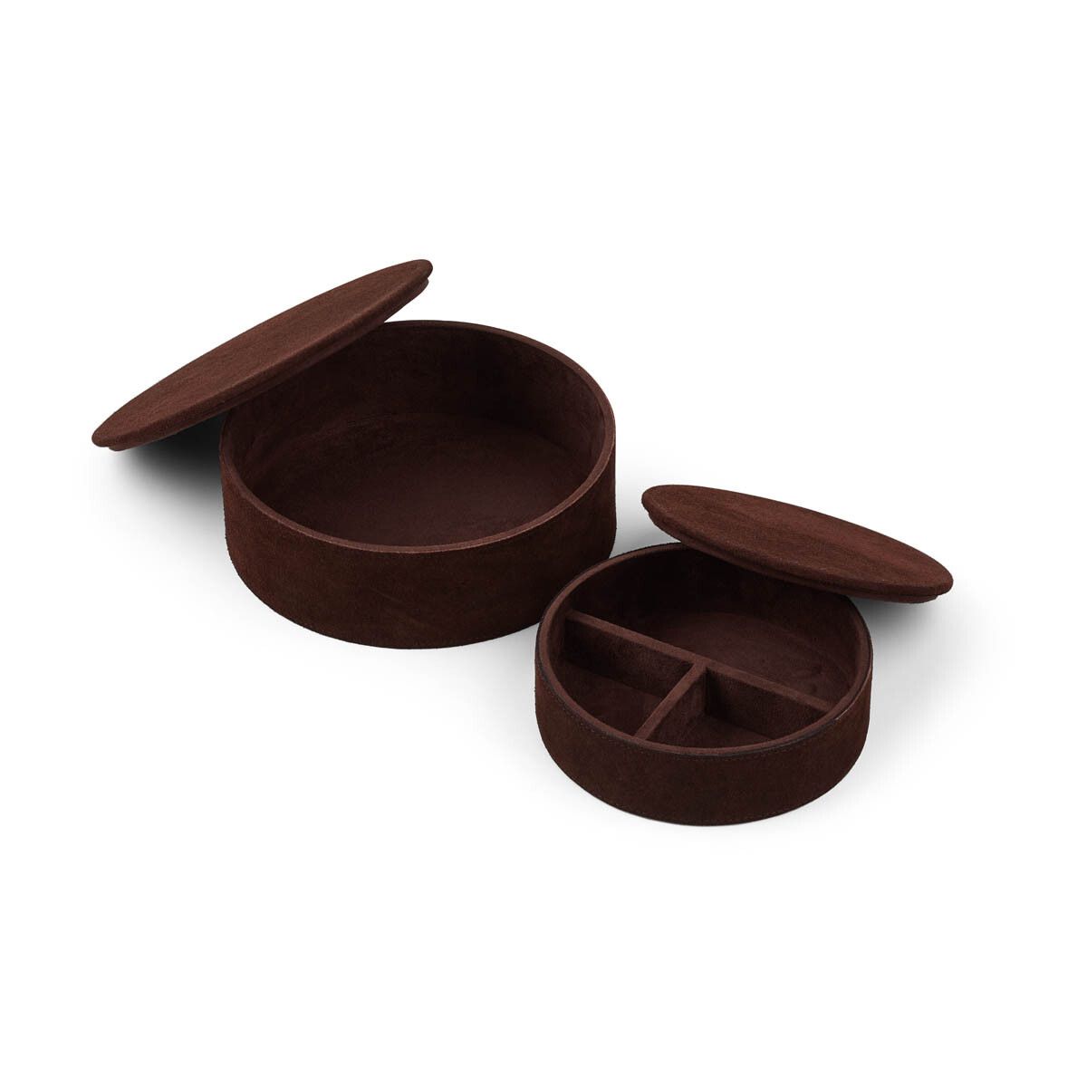 Round boxes | 2 pcs. | Calf leather